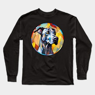 Stained Glass Great Dane Dog Long Sleeve T-Shirt